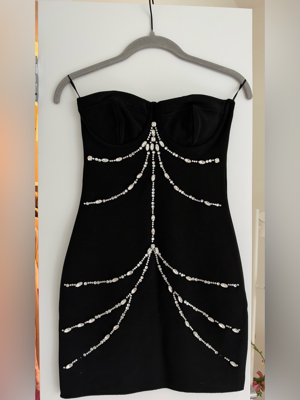 Zara Black Strapless Dress with Crystal Detailing